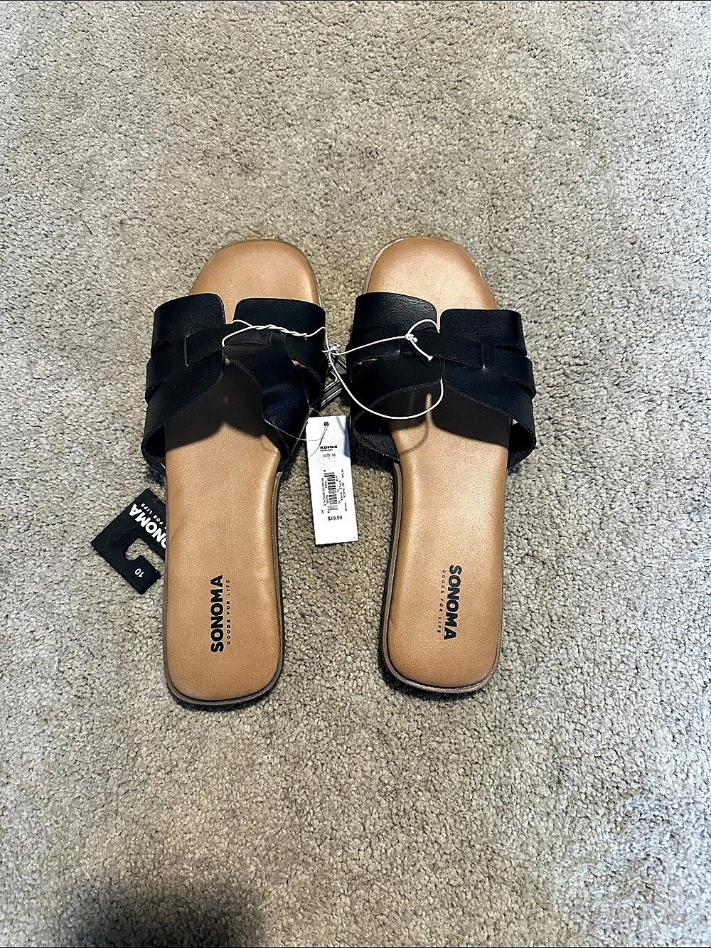 Sonoma Strappy Slide Sandals in Black & Brown NWT